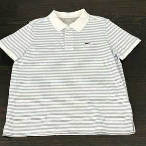 Vineyard Vines Boys Edgartown Polo in White and light Blue